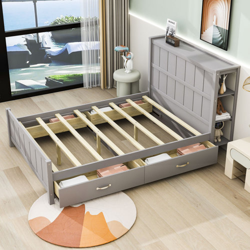 Red Barrel Studio® Dewsbury Full Size Wood Platform Bed with Drawers